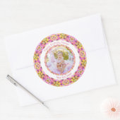 Meisjes Gelukkige Verjaardag Zomer Roze Ster Custo Ronde Sticker (Envelop)