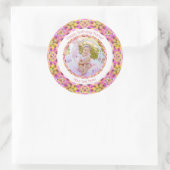 Meisjes Gelukkige Verjaardag Zomer Roze Ster Custo Ronde Sticker (Tas)