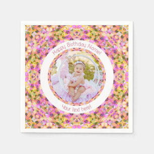 Meisjes Gelukkige Verjaardag Zomer Roze Ster Custo Servet