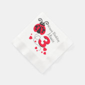 Meisjes genaamd 3de verjaardag rode ladybug napkin servet (Hoek)