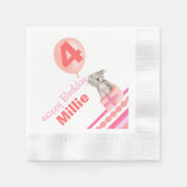 Meisjes genaamd 4e verjaardag koala ballon servett servetten (Voorkant)