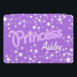 Meisjes genaamd paarse prinses ster iPad pro cover<br><div class="desc">Houd uw princesses apparaat beschermd tegen krassen en identificeerbaar met deze grafische prinses genaamd id cover. Pas aan met jouw naam,  leest momenteel prinses Ashley. Uniek ontwerp door www.mylittleeden.com</div>