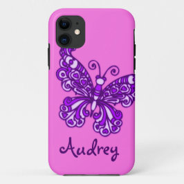 Meisjes genaamd paarse roze vlinder Case-Mate iPhone case