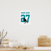 Meisjes Gepersonaliseerd Hockey Player Number Blau Poster (Keuken)