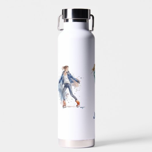 Meisjes Gepersonaliseerd Schaatsen Voeg Jouw namen Waterfles (Voorkant)