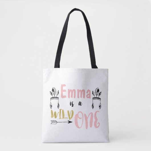Meisjes gepersonaliseerd Wild One Baby Tas (Voorkant)