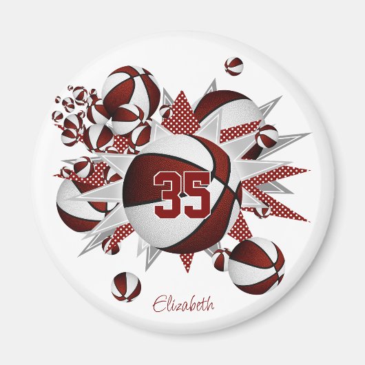 Meisjes gepersonaliseerde basketballen sterren mar magneet (Voorkant)