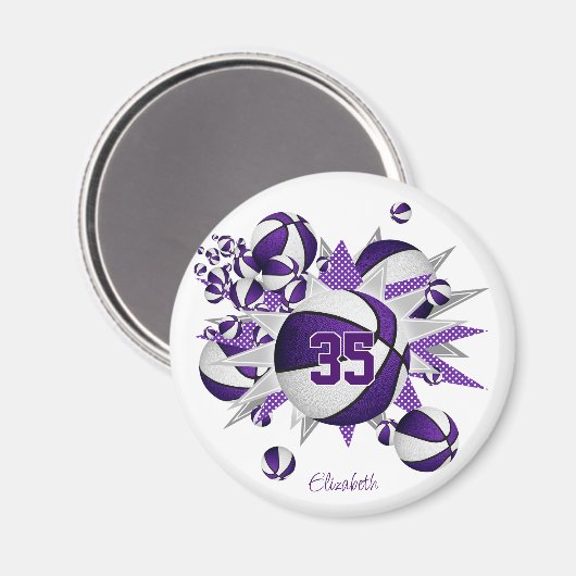 Meisjes gepersonaliseerde basketballen sterren paa magneet (Voorkant / Achterkant)