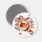 Meisjes gepersonaliseerde basketballen sterren sin magneet (Voorkant / Achterkant)