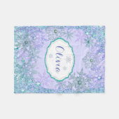 Meisjes gepersonaliseerde bevroren sneeuwvlok fleece deken (Voorkant (Horizontaal))
