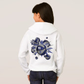 Meisjes gepersonaliseerde blauwe grijze basketball (Achterkant volledig)