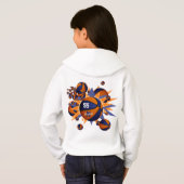 Meisjes gepersonaliseerde blauwe oranje basketball (Achterkant volledig)