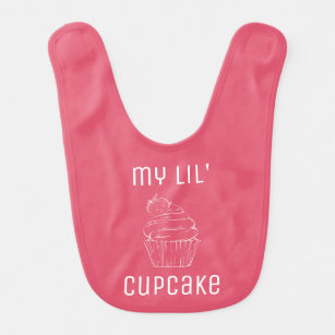 Meisjes Gepersonaliseerde Cupcake Graphic Roze Baby Slabbetje