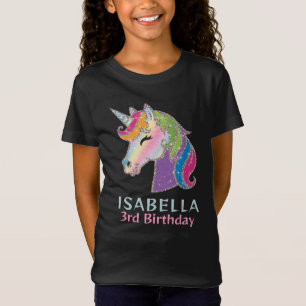 Meisjes gepersonaliseerde gloeiende eenhoorn verja t-shirt