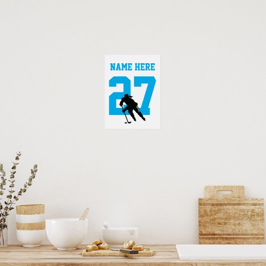 Meisjes Gepersonaliseerde het Aantal Turquoise van Poster (Keuken)