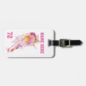 Meisjes Gepersonaliseerde Hockey Player Waterverf  Bagagelabel (Voorkant horizontaal)