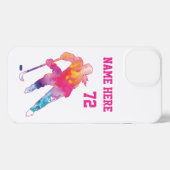 Meisjes Gepersonaliseerde Hockey Player Waterverf  iPhone Hoesje (Achterkant horizontaal)