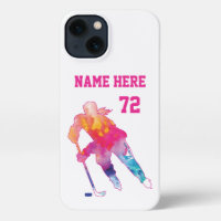 Meisjes Gepersonaliseerde Hockey Player Waterverf 