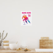 Meisjes Gepersonaliseerde Hockey Player Waterverf  Poster (Keuken)