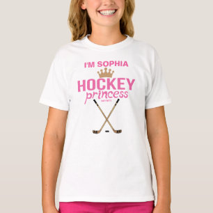 Meisjes gepersonaliseerde Hockey Princess Naam Roz T-shirt