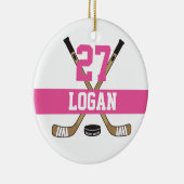 Meisjes Gepersonaliseerde Hockey Speler Naam Numme Keramisch Ornament (Rechts)