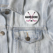 Meisjes Gepersonaliseerde Hockey Speler Naam Roze  Ronde Button 5,7 Cm (In situ)
