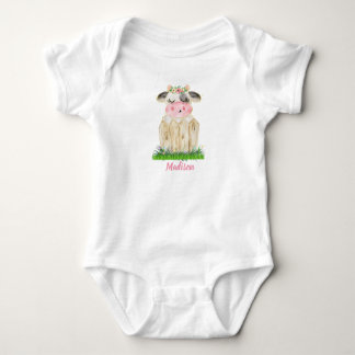 Meisjes gepersonaliseerde Koe Baby Bodysuit