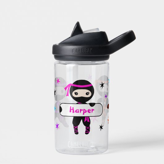 Meisjes Gepersonaliseerde Leuke Ninja Kinder Aange Waterfles (Links)