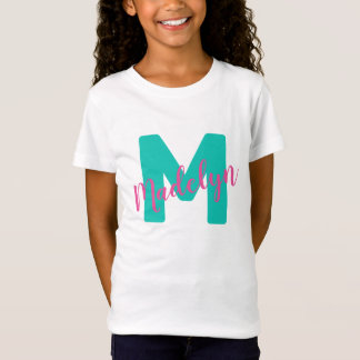Meisjes Gepersonaliseerde naam Initiaal Monogram T-shirt