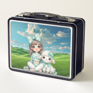Meisjes Gepersonaliseerde naam Metal Lunchbox
