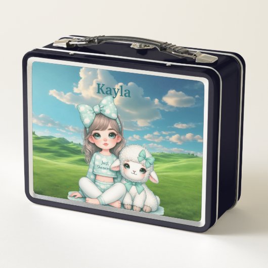 Meisjes Gepersonaliseerde naam Metal Lunchbox (Achterkant)