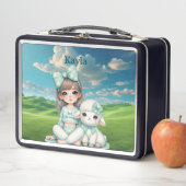 Meisjes Gepersonaliseerde naam Metal Lunchbox (In situ)