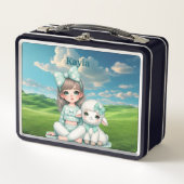 Meisjes Gepersonaliseerde naam Metal Lunchbox (Voorkant)