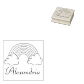 Meisjes gepersonaliseerde regenboog met naam Kinde Rubberstempel (Gestempeld)