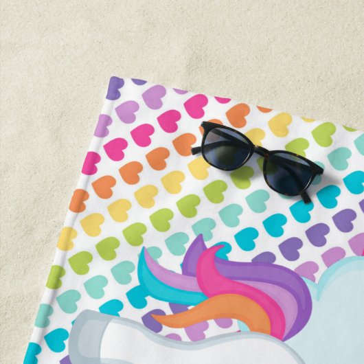 Meisjes Gepersonaliseerde regenboogkasteel Unicorn Strandlaken (In situ)