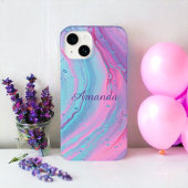 Meisjes - Gepersonaliseerde roze en blauwe zwembro Case-Mate iPhone Case