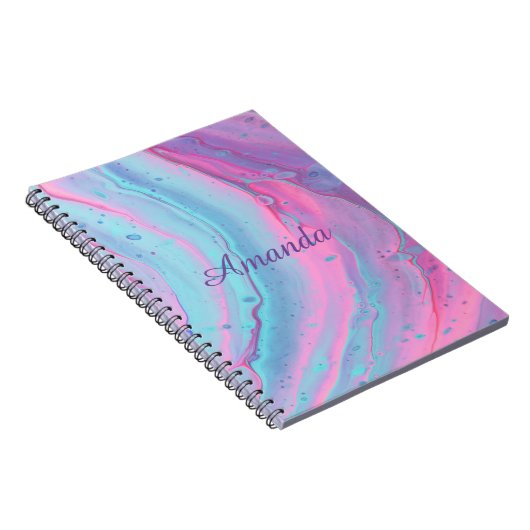 Meisjes - Gepersonaliseerde roze en blauwe zwembro Notitieboek (Rechterzijde)