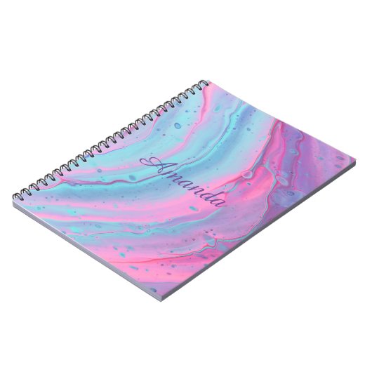 Meisjes - Gepersonaliseerde roze en blauwe zwembro Notitieboek (Linkerzijde)