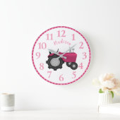 Meisjes Gepersonaliseerde roze wandklok (Huis)