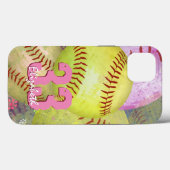 Meisjes gepersonaliseerde softball Case-Mate iPhone case (Achterkant (horizontaal))