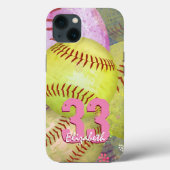 Meisjes gepersonaliseerde softball Case-Mate iPhone case (Achterkant)