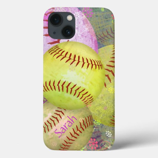 Meisjes gepersonaliseerde softball Case-Mate iPhone case (Achterkant)