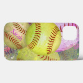Meisjes gepersonaliseerde softball Case-Mate iPhone case (Achterkant (horizontaal))