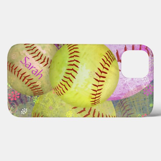 Meisjes gepersonaliseerde softball Case-Mate iPhone case (Achterkant (horizontaal))