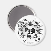 Meisjes gepersonaliseerde voetbal blowout magneet (Voorkant / Achterkant)