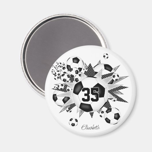 Meisjes gepersonaliseerde voetbal blowout magneet (Voorkant / Achterkant)