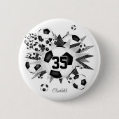 Meisjes gepersonaliseerde voetbal blowout ronde button 5,7 cm (Voorkant)