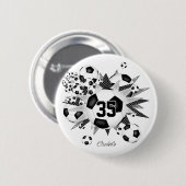 Meisjes gepersonaliseerde voetbal blowout ronde button 5,7 cm (Voorkant /achterkant)