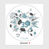 Meisjes Gepersonaliseerde voetballen Stars blauwgr Sticker (Vel)