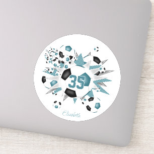 Meisjes Gepersonaliseerde voetballen Stars blauwgr Sticker